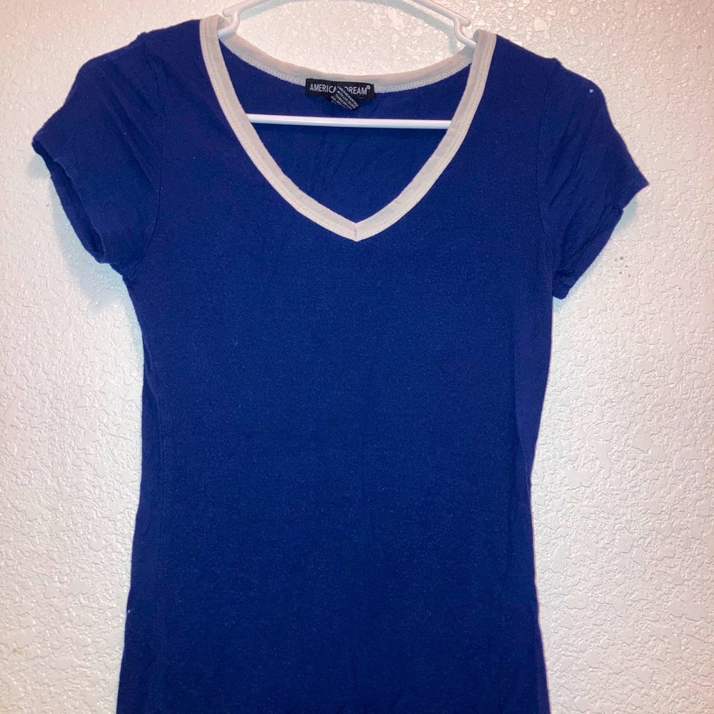 American Dream Blue V-Neck shirt
